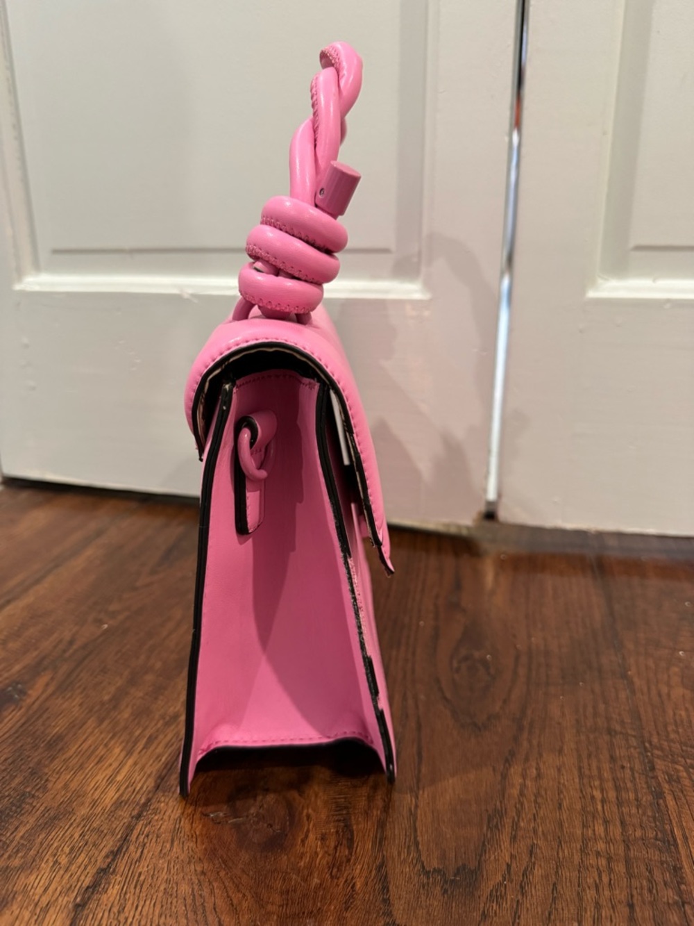 ALDO Pink Braided-Handle Top-Handle Satchel w/Crossbody Strap removable option! - Picture 5 of 9